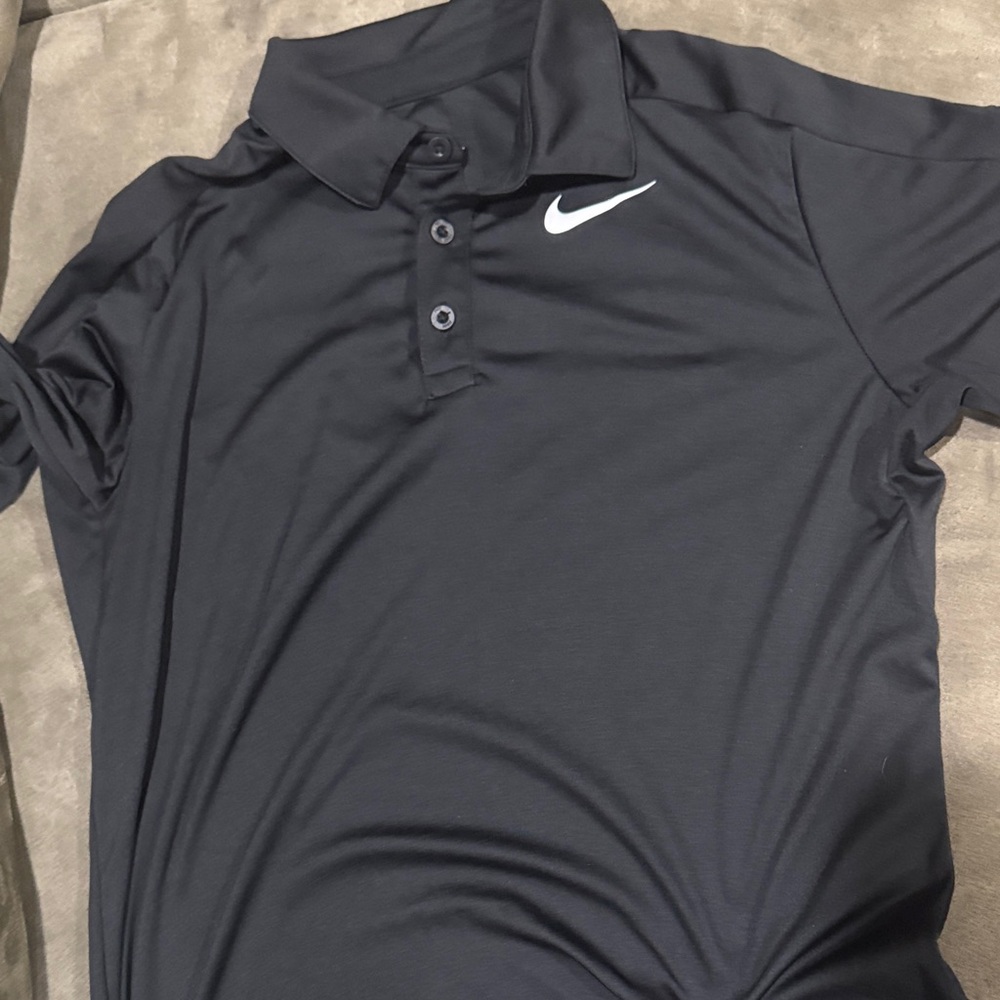 Nike Boys Dark Polo Shirt with White Logo